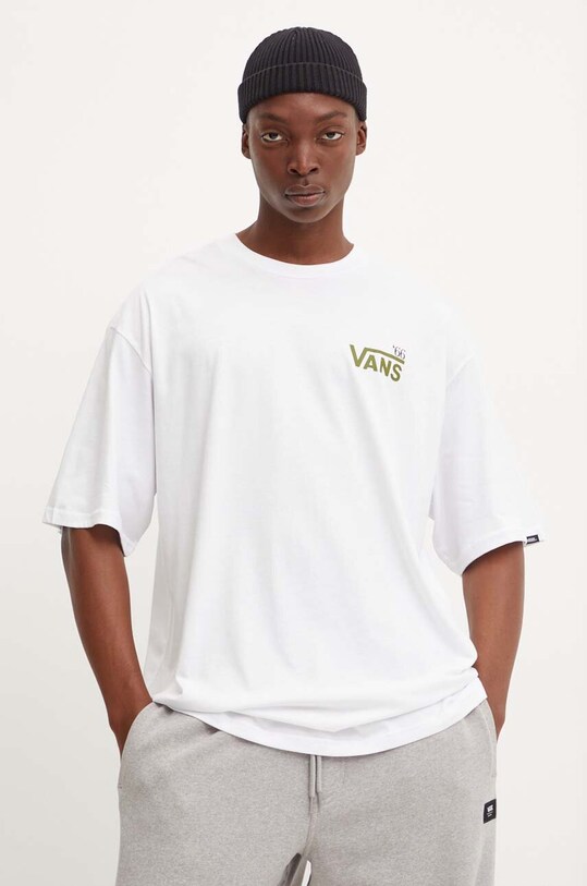 Bavlnené tričko Vans VN000HFTWHT1 biela AW24