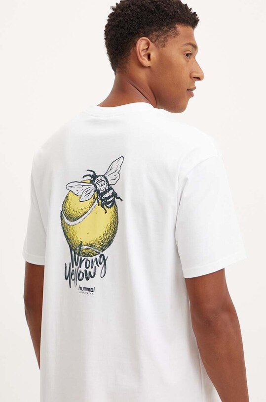 Βαμβακερό μπλουζάκι Hummel Hummel x Peanuts βαμβάκι λευκό 226083