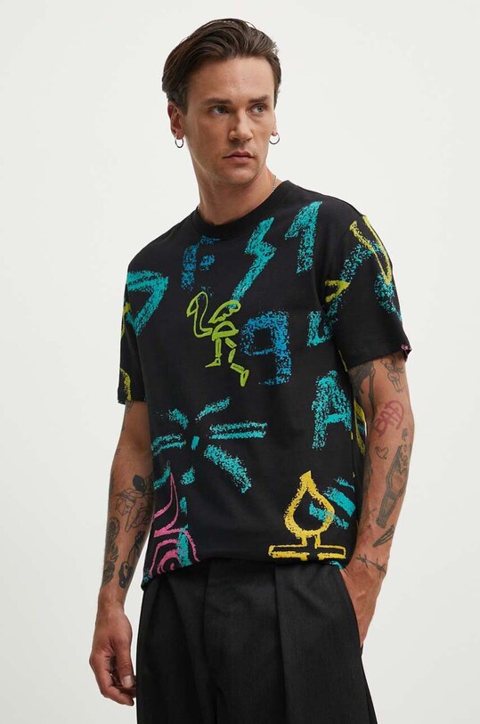 Desigual tricou din bumbac ARGIDER cu modele negru 24WMTK05
