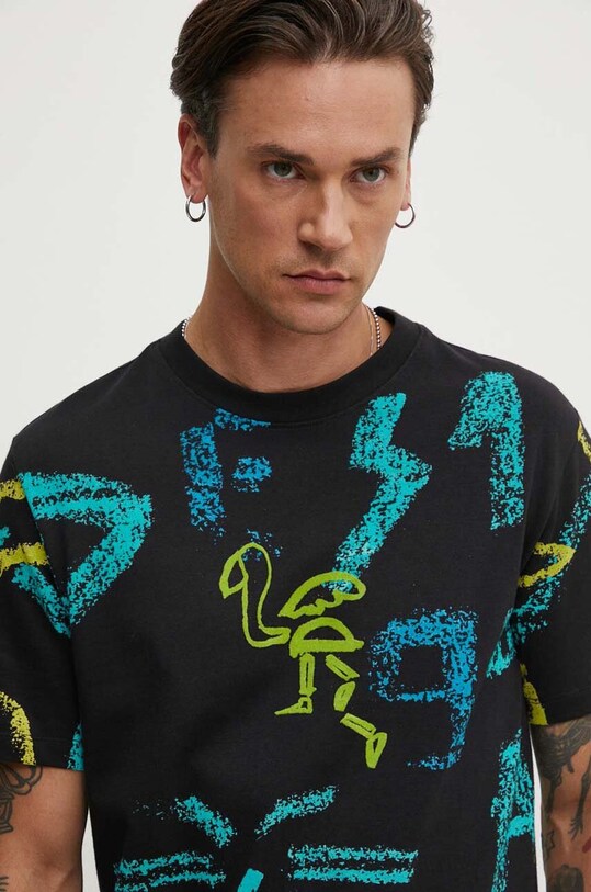 Bavlněné tričko Desigual ARGIDER černá 24WMTK05