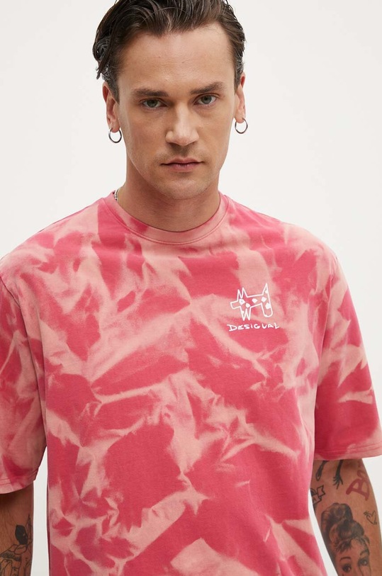 Desigual tricou din bumbac ARMANDO 24WMTK08 roz
