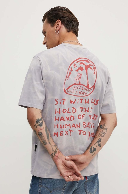 Desigual tricou din bumbac ARMIN print violet 24WMTK09