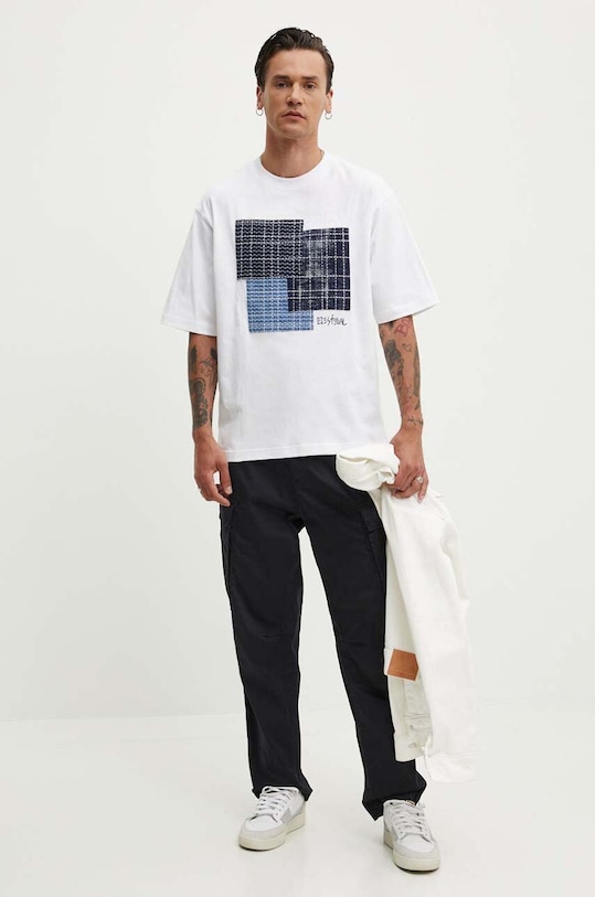 Desigual tricou din bumbac ARNOLDO 24WMTK10 alb AW24