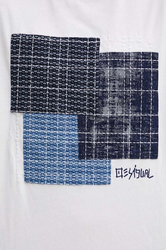 Desigual tricou din bumbac ARNOLDO 24WMTK10 alb