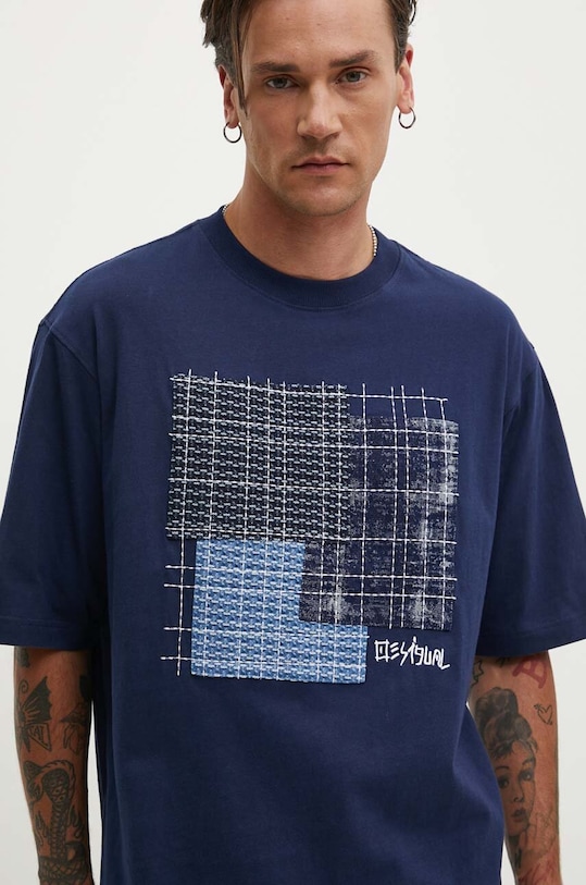 Bavlnené tričko Desigual ARNOLDO relaxed tmavomodrá 24WMTK10