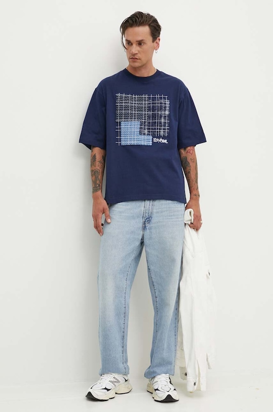 Bavlnené tričko Desigual ARNOLDO 24WMTK10 tmavomodrá AW24