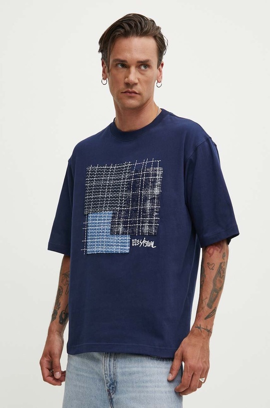Bavlnené tričko Desigual ARNOLDO tmavomodrá 24WMTK10
