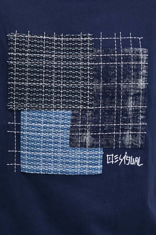 Bavlnené tričko Desigual ARNOLDO 24WMTK10 tmavomodrá