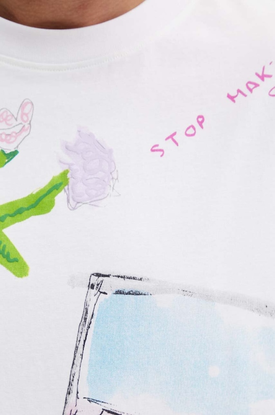 Desigual tricou din bumbac ARLO 24WMTK07 alb