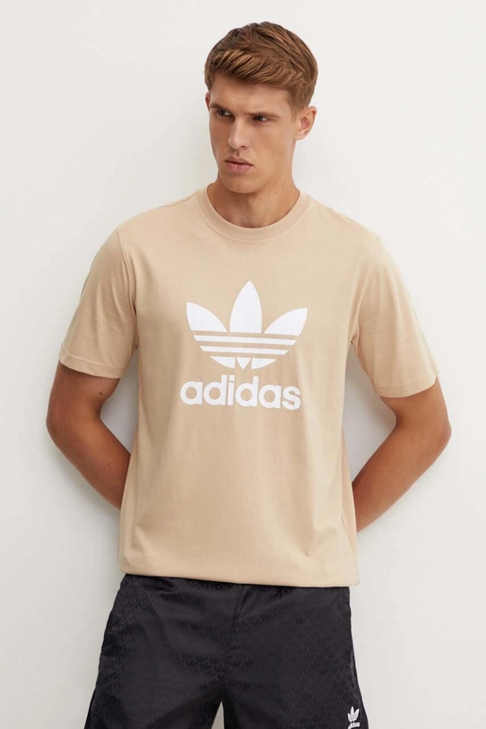 Хлопковая футболка adidas Originals хлопок бежевый IZ2351