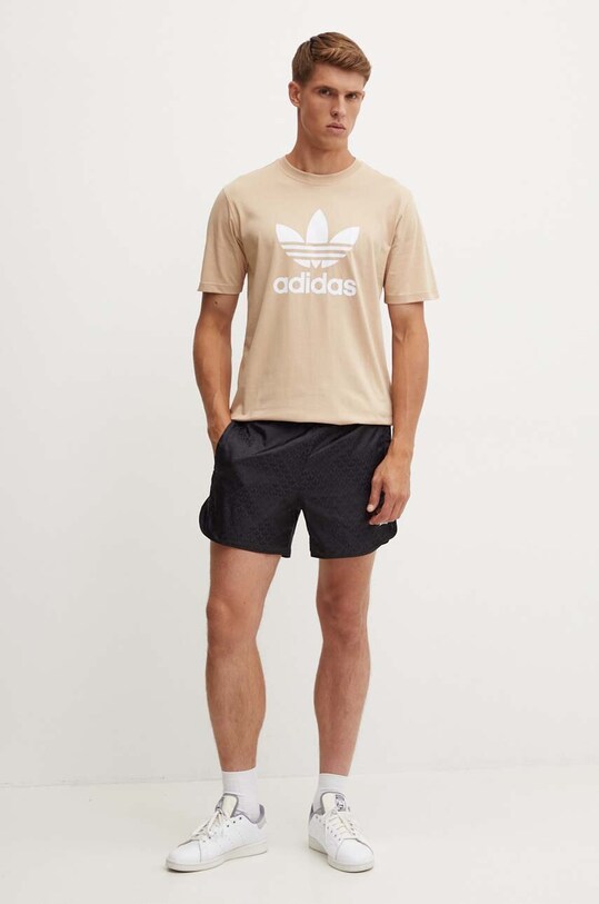 Хлопковая футболка adidas Originals IZ2351 бежевый AW24