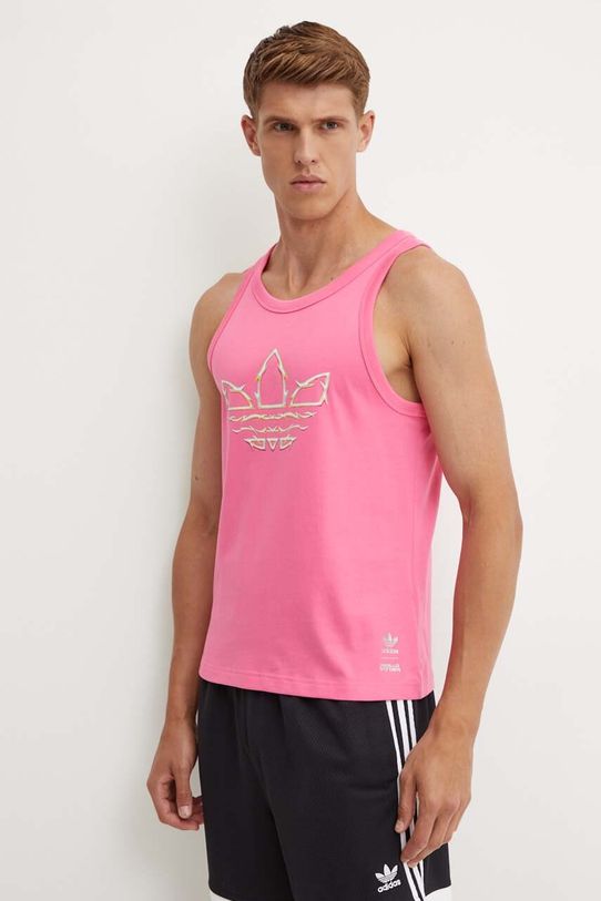 Βαμβακερό τοπ adidas Originals Pride βαμβάκι ροζ IZ4904