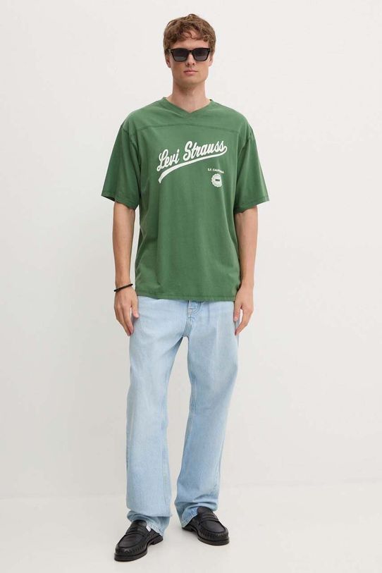 Pamučna majica Levi's A9450 zelena AW24