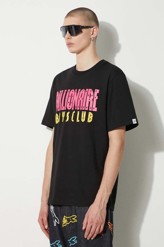 Billionaire Boys Club tricou din bumbac Straight Logo negru B24243
