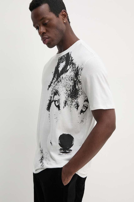 Bavlnené tričko Armani Exchange potlač biela XM000043.AF10334