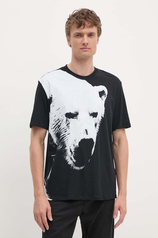 Pamučna majica Armani Exchange Planet friendly crna XM000043.AF10334