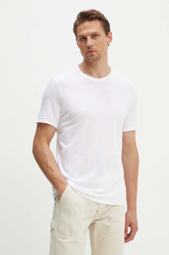 American Vintage tricou din bumbac uni alb MDEC1TH24