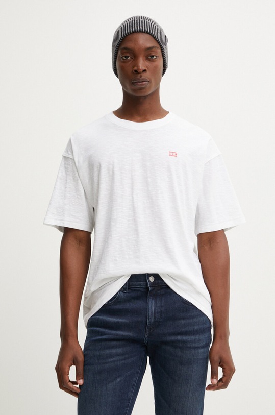 Bavlněné tričko Diesel T-BOXT-K2 kulatý bílá A14814.0QKAP