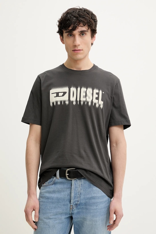 Бавовняна футболка Diesel T-ADJUST-Q7 сірий A15398.0GRAI