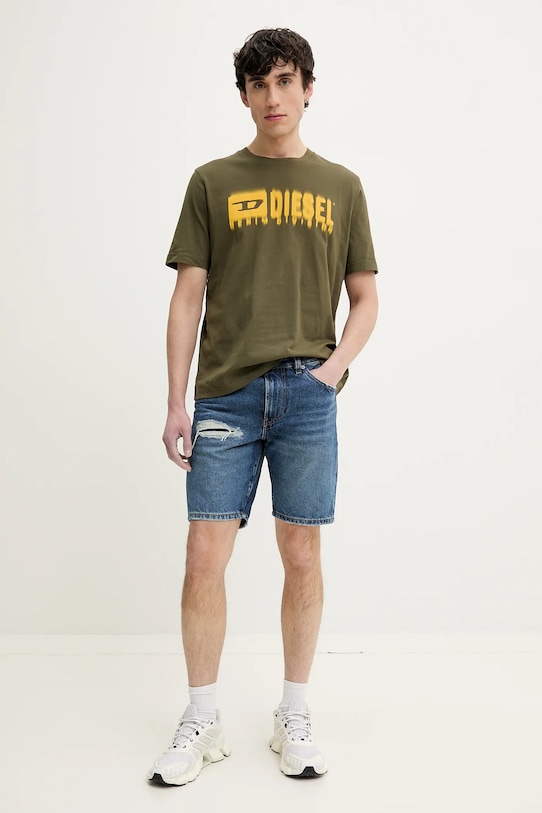 Diesel tricou din bumbac T-ADJUST-Q7 A15398.0GRAI verde SS25