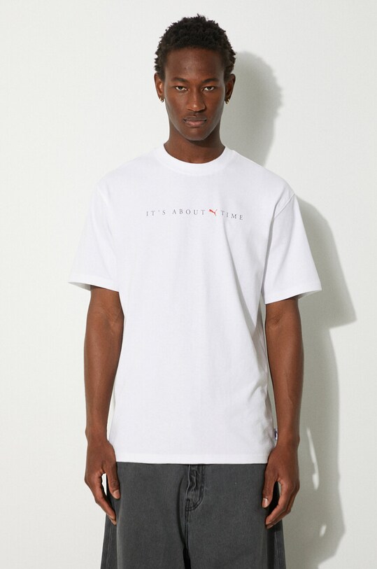 Bavlněné tričko Puma MMQ Graphic Tee bílá 626556