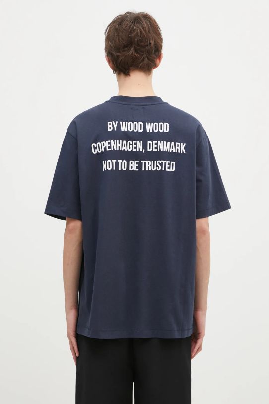 Abbigliamento Wood Wood t-shirt in cotone Asa Not To Be Trusted GOTS 10325706.2222 blu navy