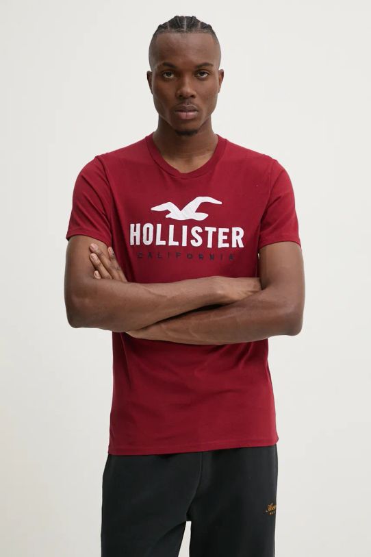 Hollister Co. t-shirt bawełniany regular bordowy KI323.4290.500