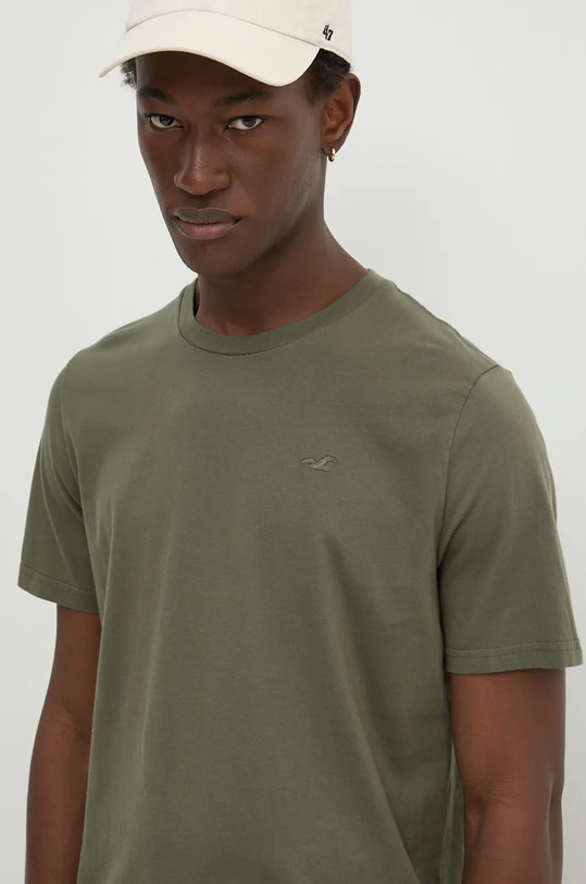 Bavlněné tričko Hollister Co. hladký zelená KI324.4148.330