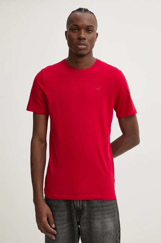Hollister Co. tricou din bumbac uni rosu KI324.4156.500