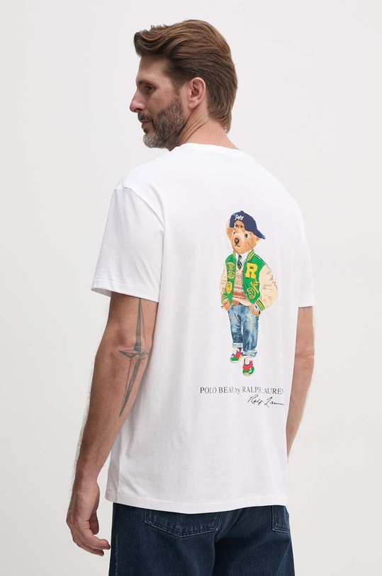 Βαμβακερό μπλουζάκι Polo Ralph Lauren λευκό 710951623