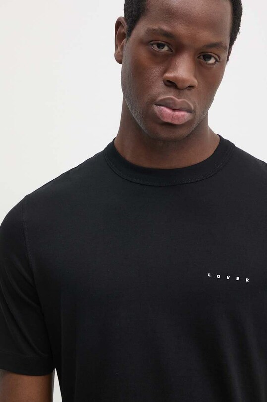 Sisley t-shirt bawełniany nadruk czarny 3I1XS103W