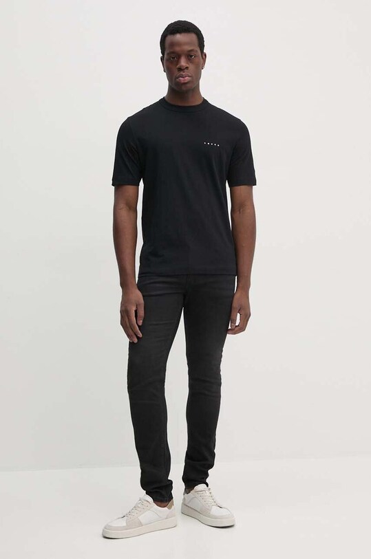 Sisley tricou din bumbac 3I1XS103W negru AW24