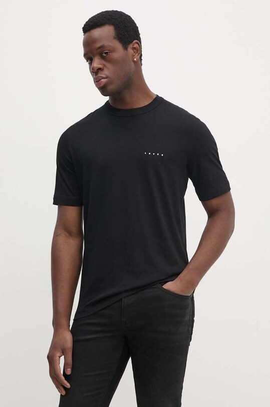 Sisley tricou din bumbac negru 3I1XS103W
