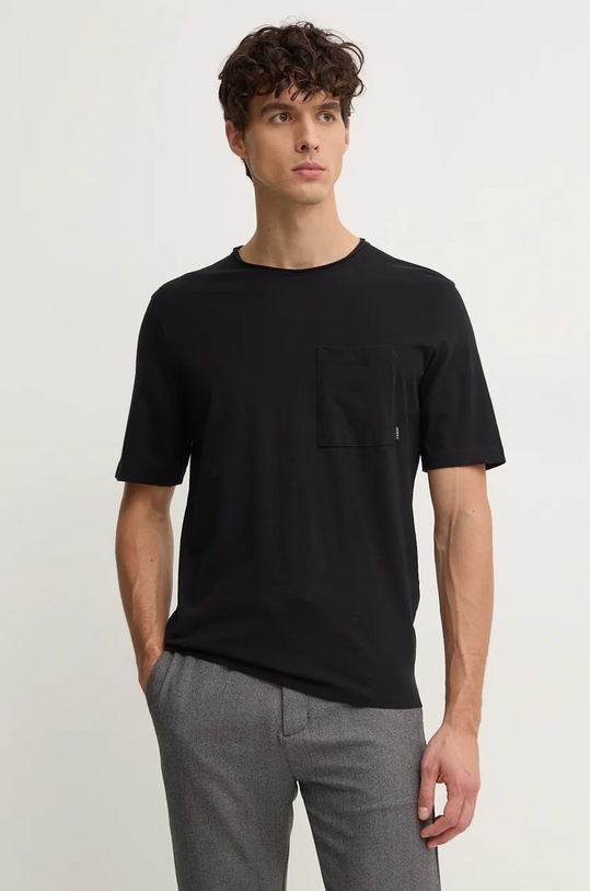 Sisley t-shirt bawełniany czarny 3I1XS1042