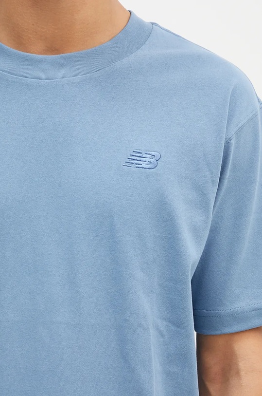 New Balance tricou din bumbac Athletics Cotton albastru MT41533HEB