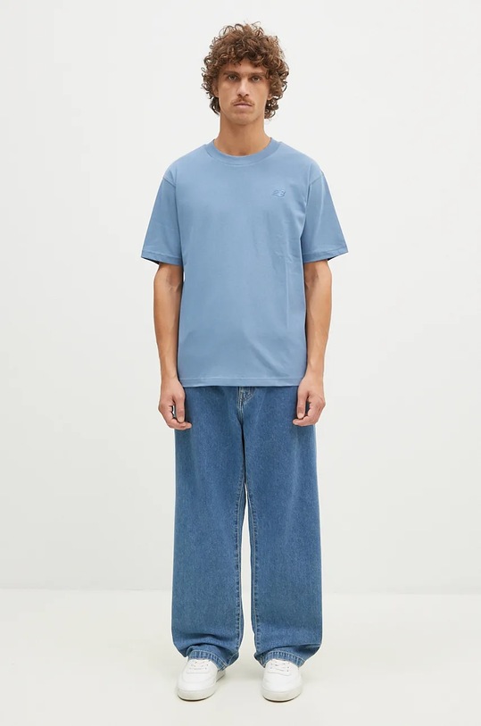 New Balance tricou din bumbac Athletics Cotton MT41533HEB albastru