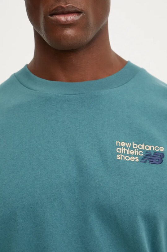 New Balance tricou din bumbac Athletics Premium Logo verde MT41908NUS