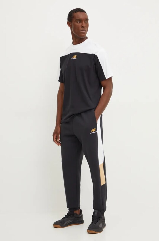 New Balance tricou din bumbac Classics Color Block Graphic MT43527BK negru AW24