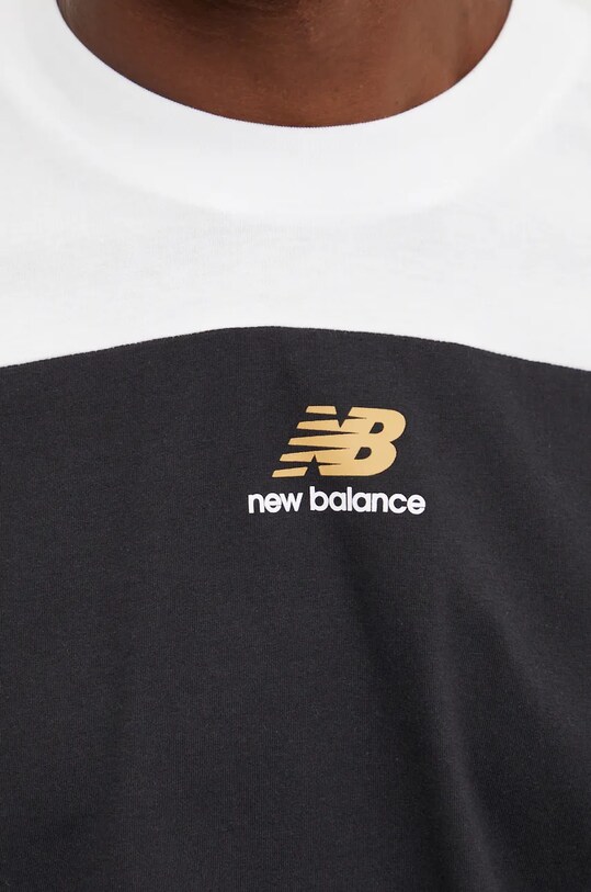 Bavlněné tričko New Balance Classics Color Block Graphic MT43527BK černá