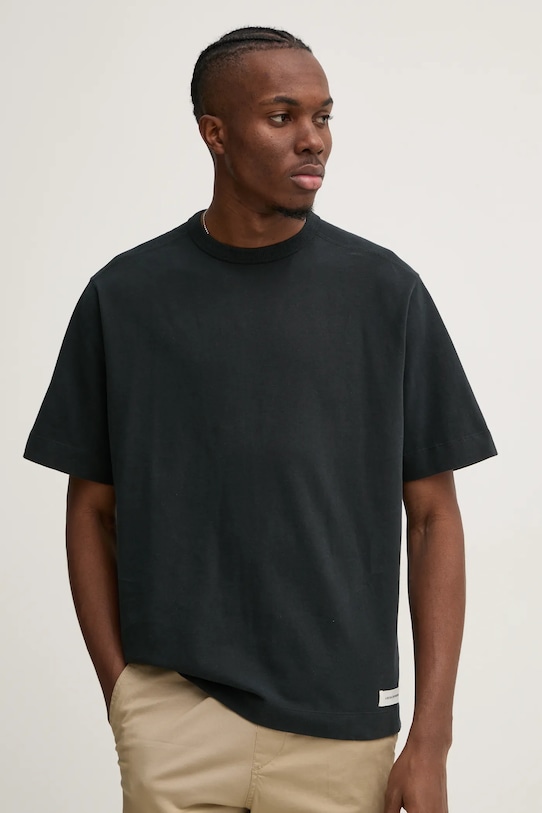 Bavlněné tričko Abercrombie & Fitch kulatý černá KI124.3659.900