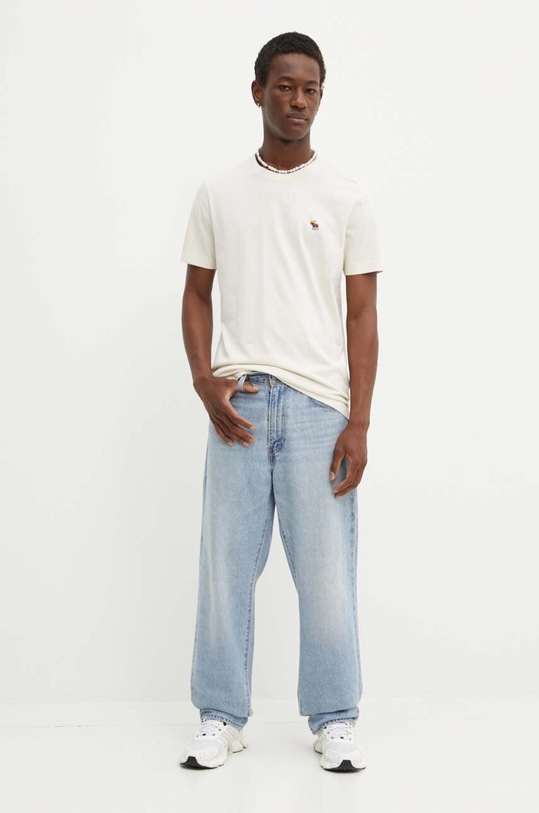 Abercrombie & Fitch t-shirt bawełniany 3-pack beżowy KI124.4064.400