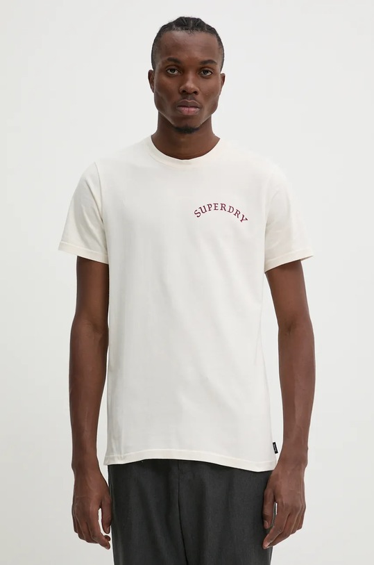 Bavlněné tričko Superdry M1012012A.22C béžová AW24
