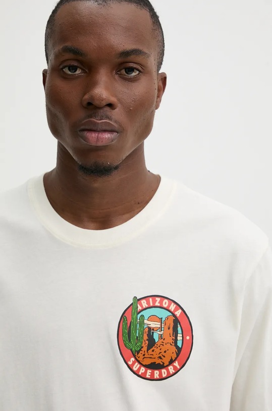 Одежда Хлопковая футболка Superdry M1012017A.2YW бежевый