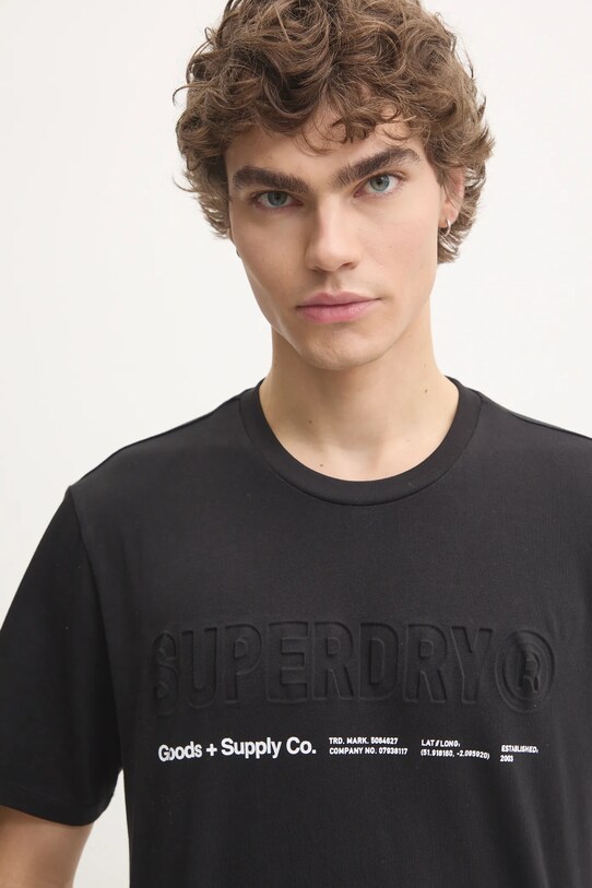 Bavlněné tričko Superdry černá M1012029A.02A