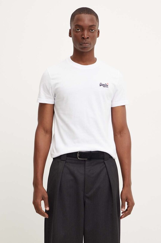 Superdry tricou din bumbac M1012078A.01C alb SS25