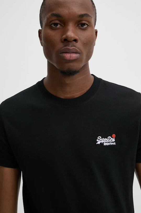 Βαμβακερό μπλουζάκι Superdry slim μαύρο M1012078A.02A