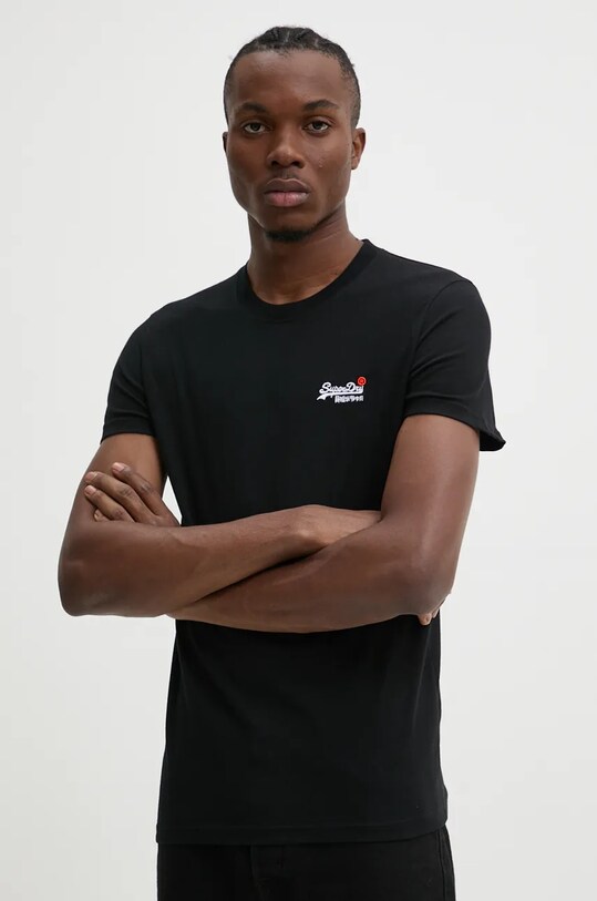 Βαμβακερό μπλουζάκι Superdry μαύρο M1012078A.02A