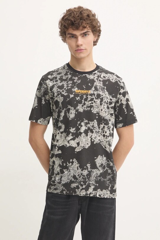 Хлопковая футболка Superdry узор чёрный M1012034A.D7X