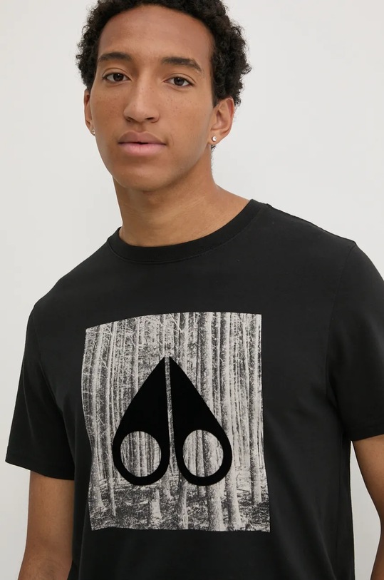 MOOSE KNUCKLES t-shirt in cotone sovrastampa nero M34MT711