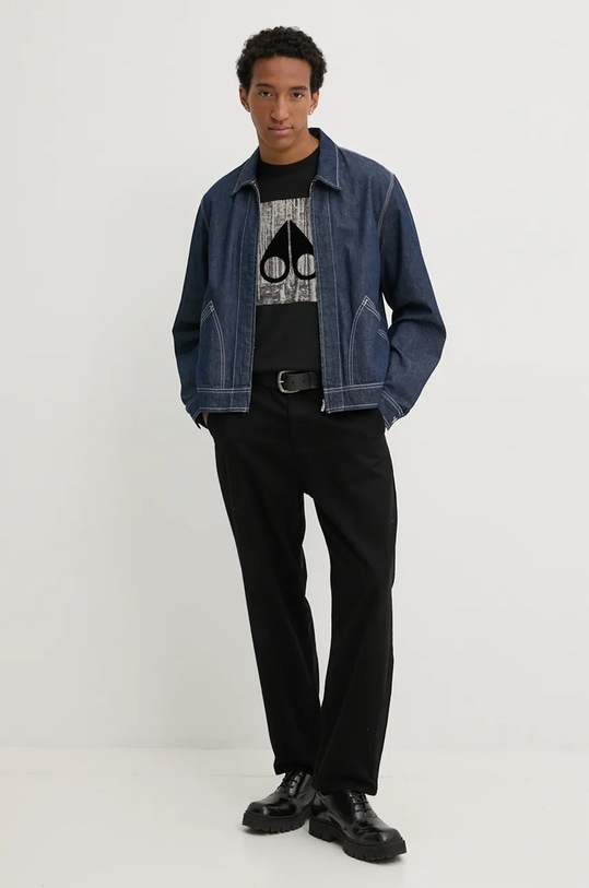MOOSE KNUCKLES t-shirt in cotone M34MT711 nero AW24